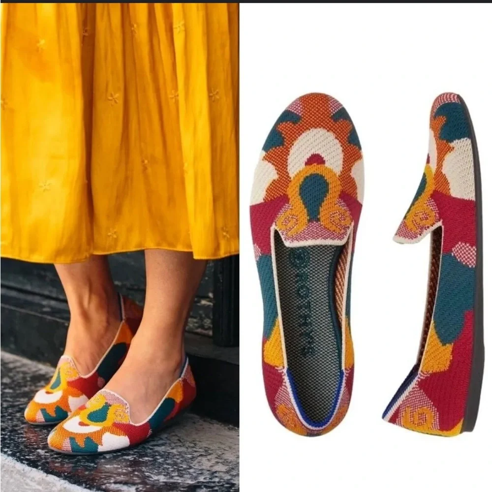 Rothy's Moroccan Print Amber Loafers Shoes RARE Retired Flats Colorful 9 W Euc - Picture 3 of 7